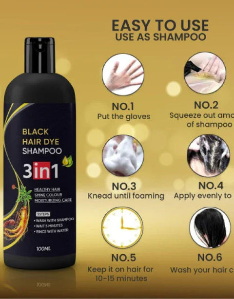 3 in 1 Black hair dye Natural shampoo ( Pack Of 4 ) - BUYSQUARE