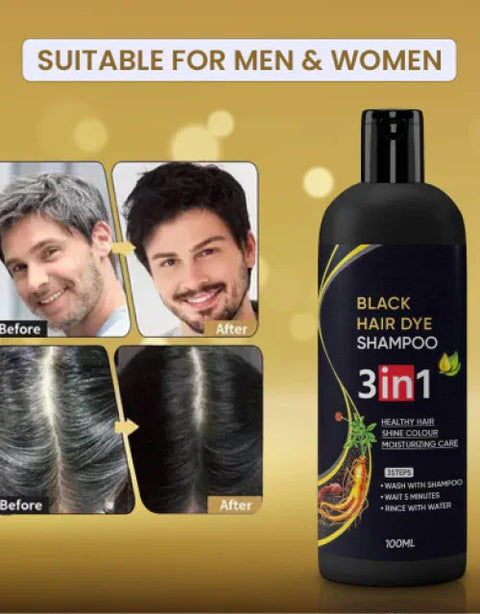 3 in 1 Black hair dye Natural shampoo ( Pack Of 4 ) - BUYSQUARE