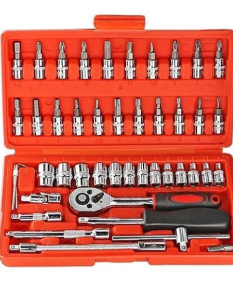 46 in 1 Pcs Tool Kit & Screwdriver and Socket Set - Multi Purpose Combination Tool Case Precision Socket set - BUYSQUARE