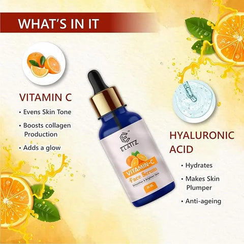 Vitamin C Face Serum - Hyaluronic Acid For Brightening & Anti-Age 30ml - BUYSQUARE