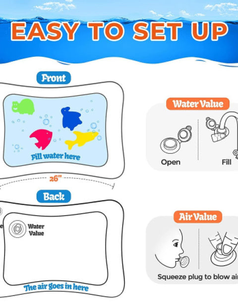 Baby Kids Water Mat Toys Inflatable Tummy Time Leakproof Water Mat - BUYSQUARE