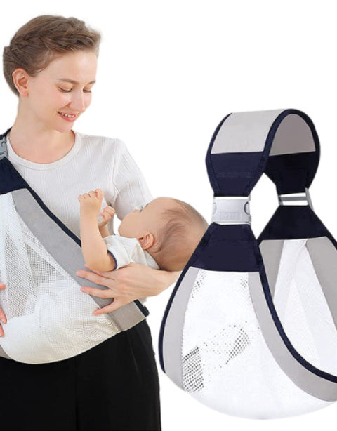 Baby Sling Carrier Adjustable Baby Holder Carrier Baby Half Wrapped Sling Hip Carrier Breathable Cotton Mesh Fabric for Newborn - BUYSQUARE