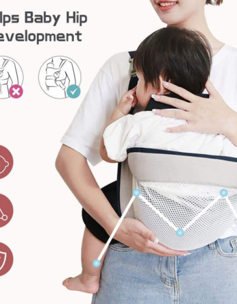 Baby Sling Carrier Adjustable Baby Holder Carrier Baby Half Wrapped Sling Hip Carrier Breathable Cotton Mesh Fabric for Newborn - BUYSQUARE