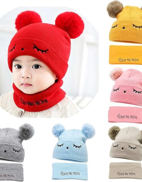 Boys & Girls Double Side pom Pom Hat Winter Cap - BUYSQUARE