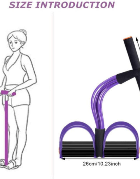 Elastic Pull Rope,6 Tube Sit-ups Strength Trainer with Foot Pedal - BUYSQUARE