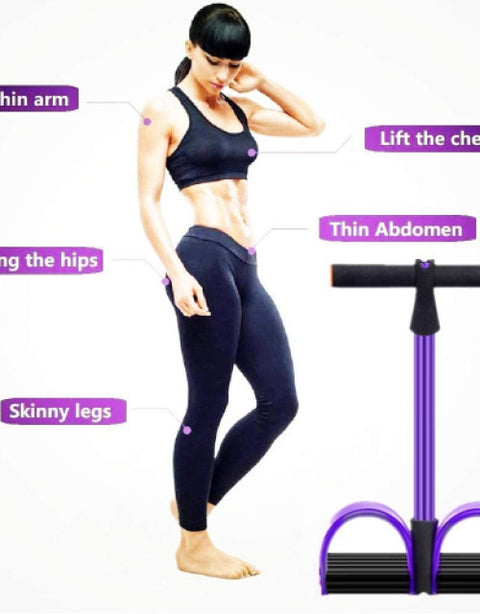 Elastic Pull Rope,6 Tube Sit-ups Strength Trainer with Foot Pedal - BUYSQUARE