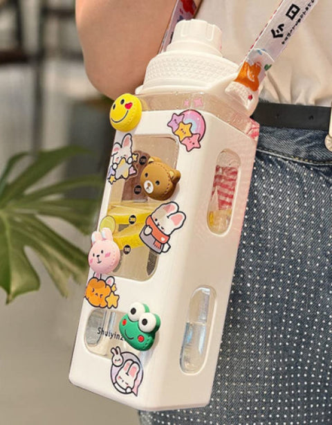Kawaii Water Bottle with Lid and Straw (700 ml ) - BUYSQUARE