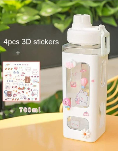 Kawaii Water Bottle with Lid and Straw (700 ml ) - BUYSQUARE
