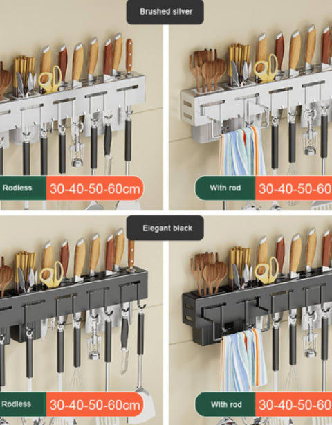 Kitchen Shelf Stainless Steel Floating Shelves Wall Mount Knife Holder - BUYSQUARE