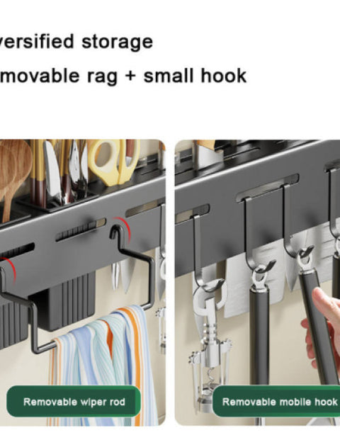 Kitchen Shelf Stainless Steel Floating Shelves Wall Mount Knife Holder - BUYSQUARE