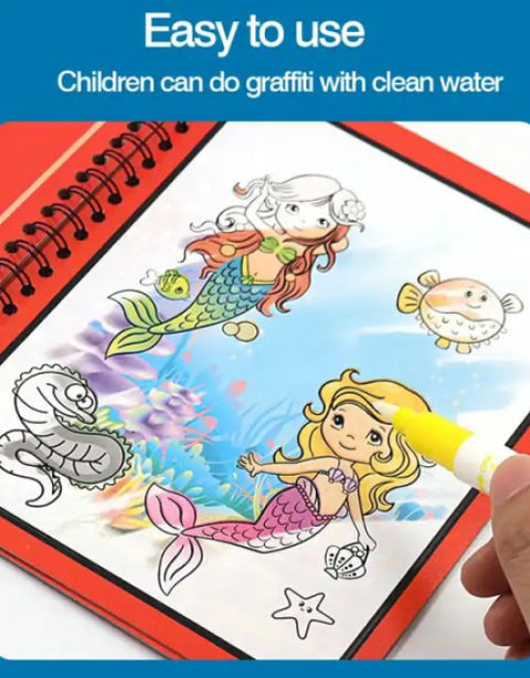 Magic Water Coloring Books Unlimited Fun with Drawing Reusable Water-Reveal Activity Pad - BUYSQUARE