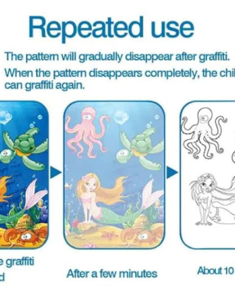 Magic Water Coloring Books Unlimited Fun with Drawing Reusable Water-Reveal Activity Pad - BUYSQUARE