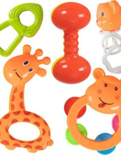 Newborn baby toys Rattles Set for Babies 0-6 Months, 5 Rattle Set - BUYSQUARE