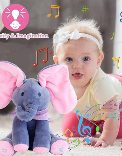 Peekaboo Interactive Elephant Musical Stuffed Toy, Animal Plush for Children - BUYSQUARE