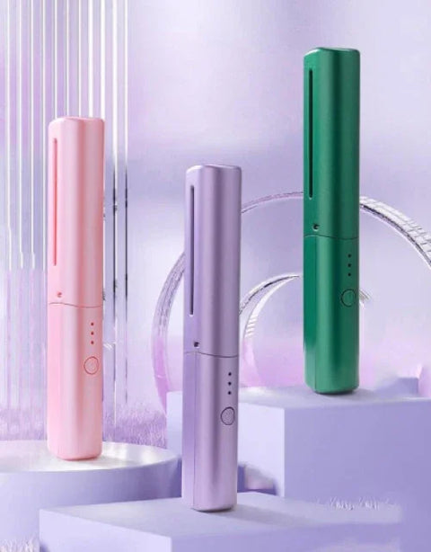Rechargeable Mini Hair Straightener, Portable Cordless Hair Straightener Brush, 3 Adjustable Temp Flat Iron - BUYSQUARE
