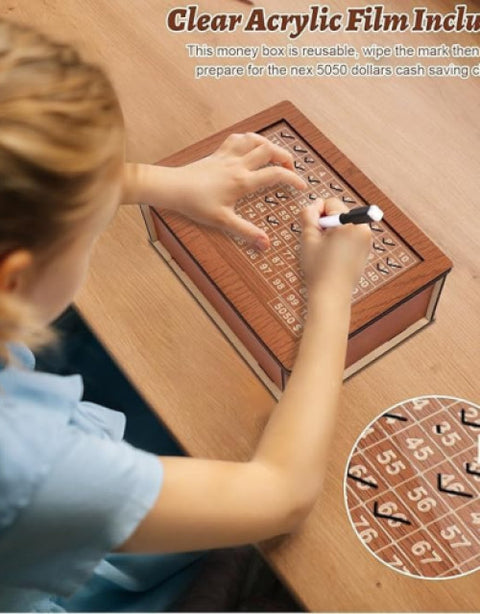 Savings Challenge Wooden Piggy Bank - BUYSQUARE