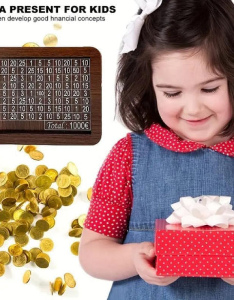 Wooden Money Piggy Bank, Money Saving Box, Gullak Rs.10000 Goal Tracker - BUYSQUARE