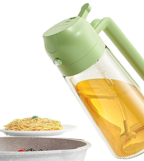 2-in-1 large capacity glass oil sprayer and dispenser for kitchen use
