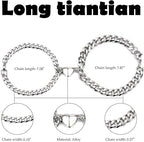 Stainless Steel Silver Heart Bracelet Set for Couple