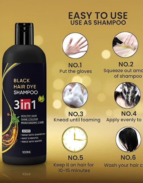 3 in 1 Black hair dye Natural shampoo ( Pack Of 4 ) - BUYSQUARE