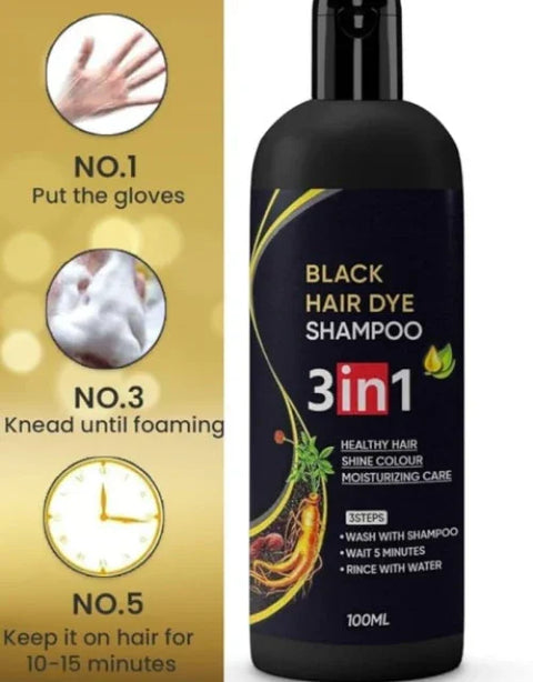 3 in 1 Hair Dye Black Hair Shampoo for Women & Men ( Pack Of 2 ) - BUYSQUARE