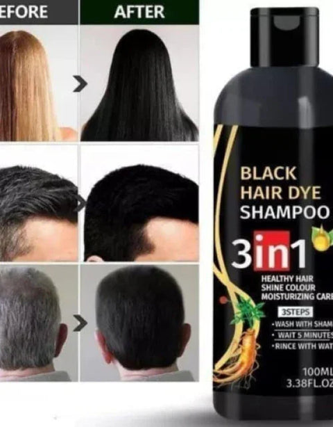 3 in 1 Hair Dye Black Hair Shampoo for Women & Men ( Pack Of 2 ) - BUYSQUARE