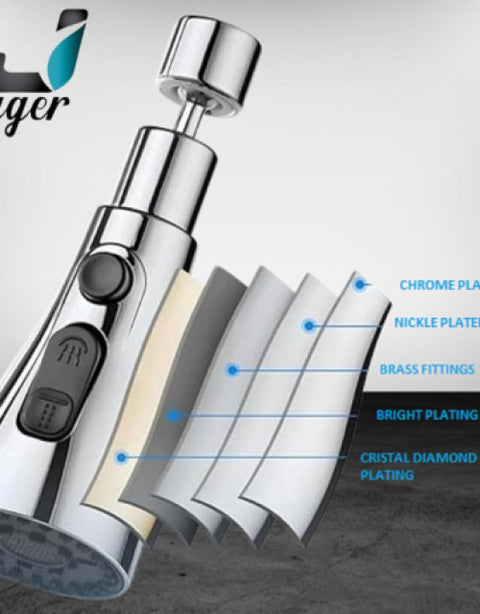 3 Modes Kitchen Faucet Spray Head Water Saving 360 Swivel Ball Nozzle Tap - BUYSQUARE