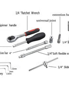 46 in 1 Pcs Tool Kit & Screwdriver and Socket Set - Multi Purpose Combination Tool Case Precision Socket set - BUYSQUARE