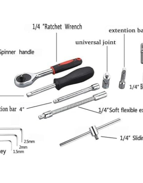 46 in 1 Pcs Tool Kit & Screwdriver and Socket Set - Multi Purpose Combination Tool Case Precision Socket set - BUYSQUARE