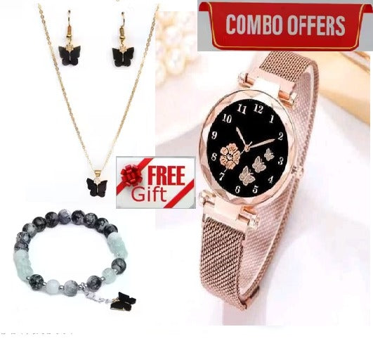 Analog Watch with Bracelet Set