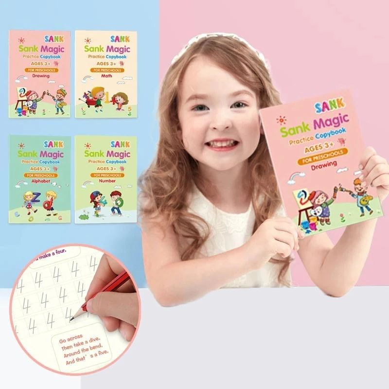 Magic Handwriting Practice Copybook 4pcs – Calligraphy Word Book for Kids | Buysquare