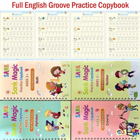 Magic Handwriting Practice Copybook 4pcs – Calligraphy Word Book for Kids | Buysquare