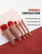 5 IN 1 MAKEUP BRUSH SET WITH MIRROR CASE - BUYSQUARE