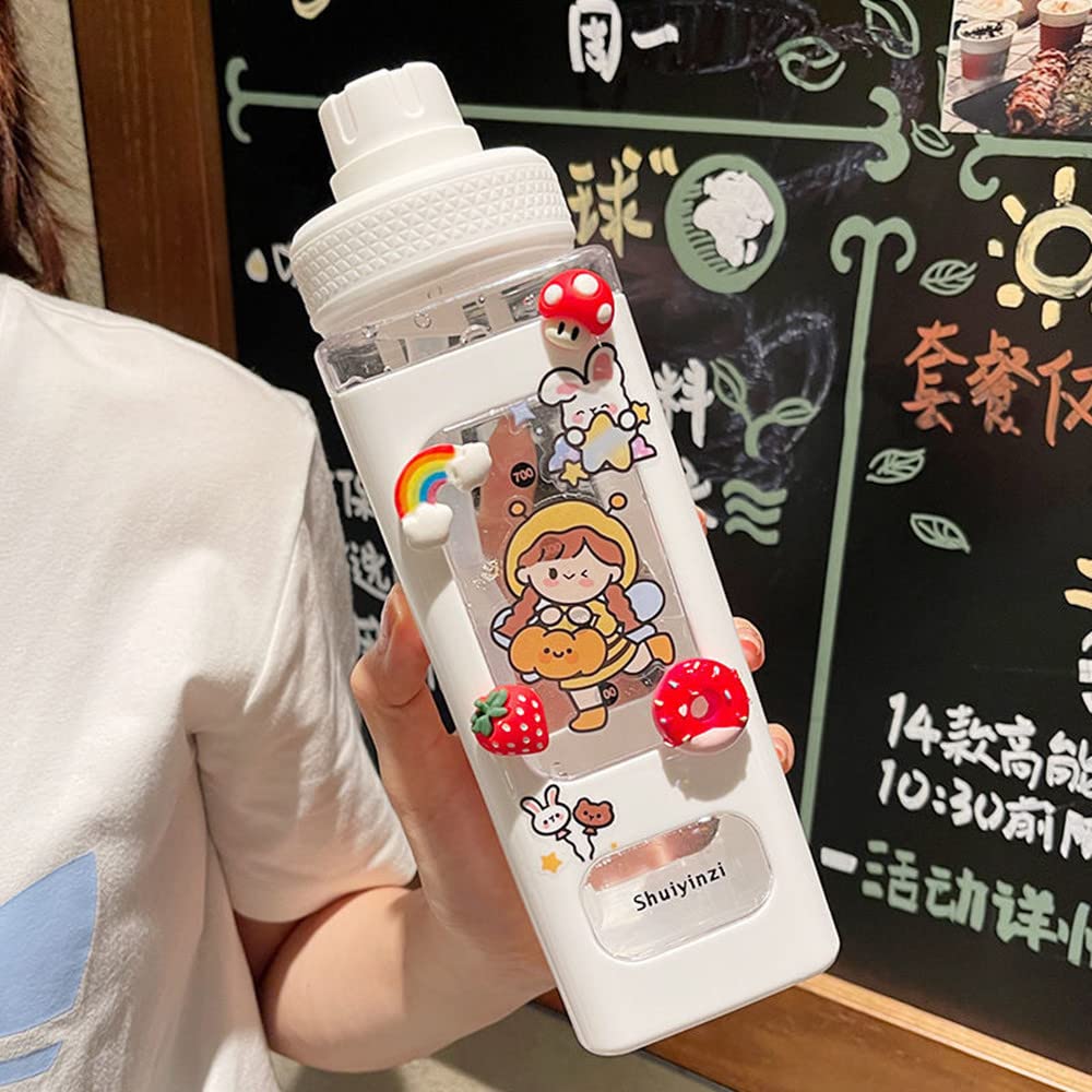Kawaii Water Bottle with Lid and Straw