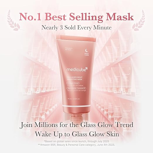 Medicube Collagen Overnight Wrapping Peel Off Facial Mask Pack of 2 – Korean collagen night mask for firming and glowing skin