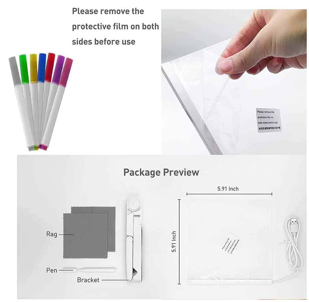 3D LED Light Glass  christmas Acrylic Writing Pad