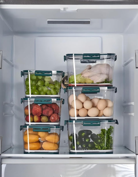 ABS Plastic Air Tight Container Set with Time Keeping Feature (3 pcs, 2100ml, 1400ml, 700ml) - BUYSQUARE