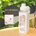 Kawaii Water Bottle with Lid and Straw
