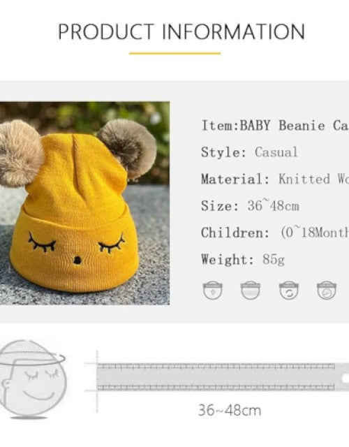 Boys & Girls Double Side pom Pom Hat Winter Cap - BUYSQUARE