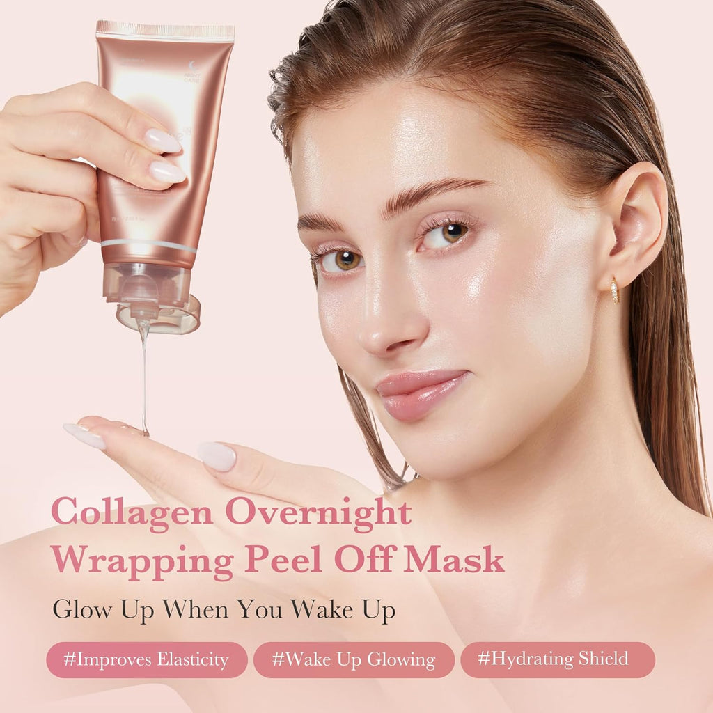 Medicube Collagen Overnight Wrapping Peel Off Facial Mask Pack of 2 – Korean collagen night mask for firming and glowing skin