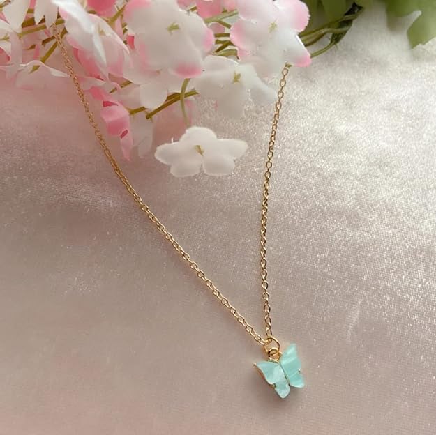 White Butterfly Pendant Necklace