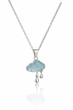 Silver-Plated Blue Cloud Raindrop Pendant