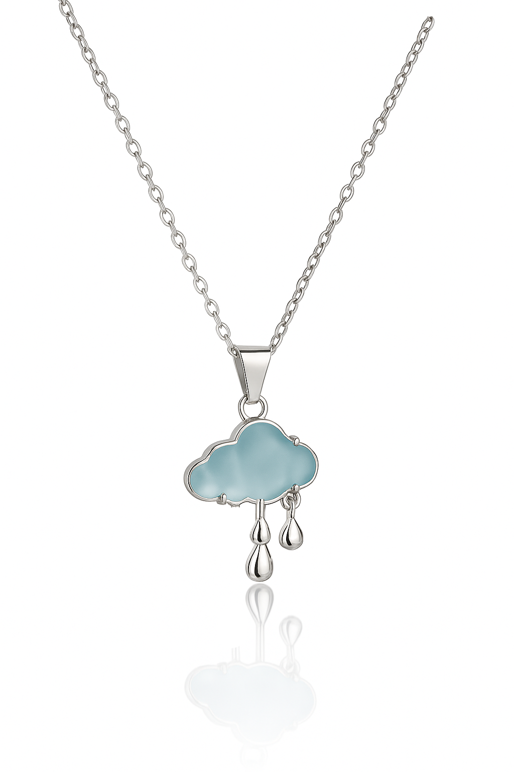 Silver-Plated Blue Cloud Raindrop Pendant