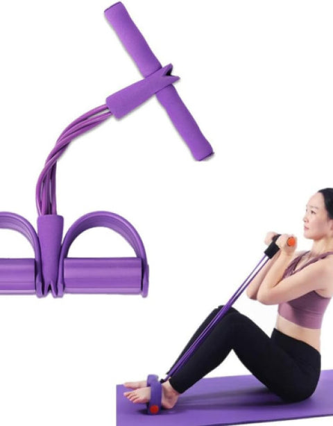 Elastic Pull Rope,6 Tube Sit-ups Strength Trainer with Foot Pedal - BUYSQUARE