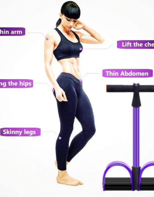 Elastic Pull Rope,6 Tube Sit-ups Strength Trainer with Foot Pedal - BUYSQUARE