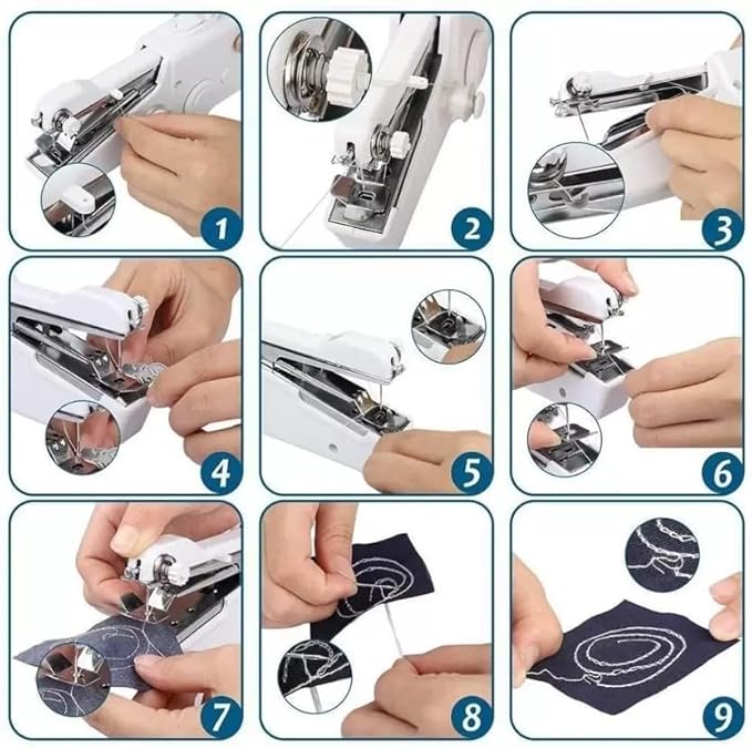 Portable mini hand sewing machine for quick fabric repairs