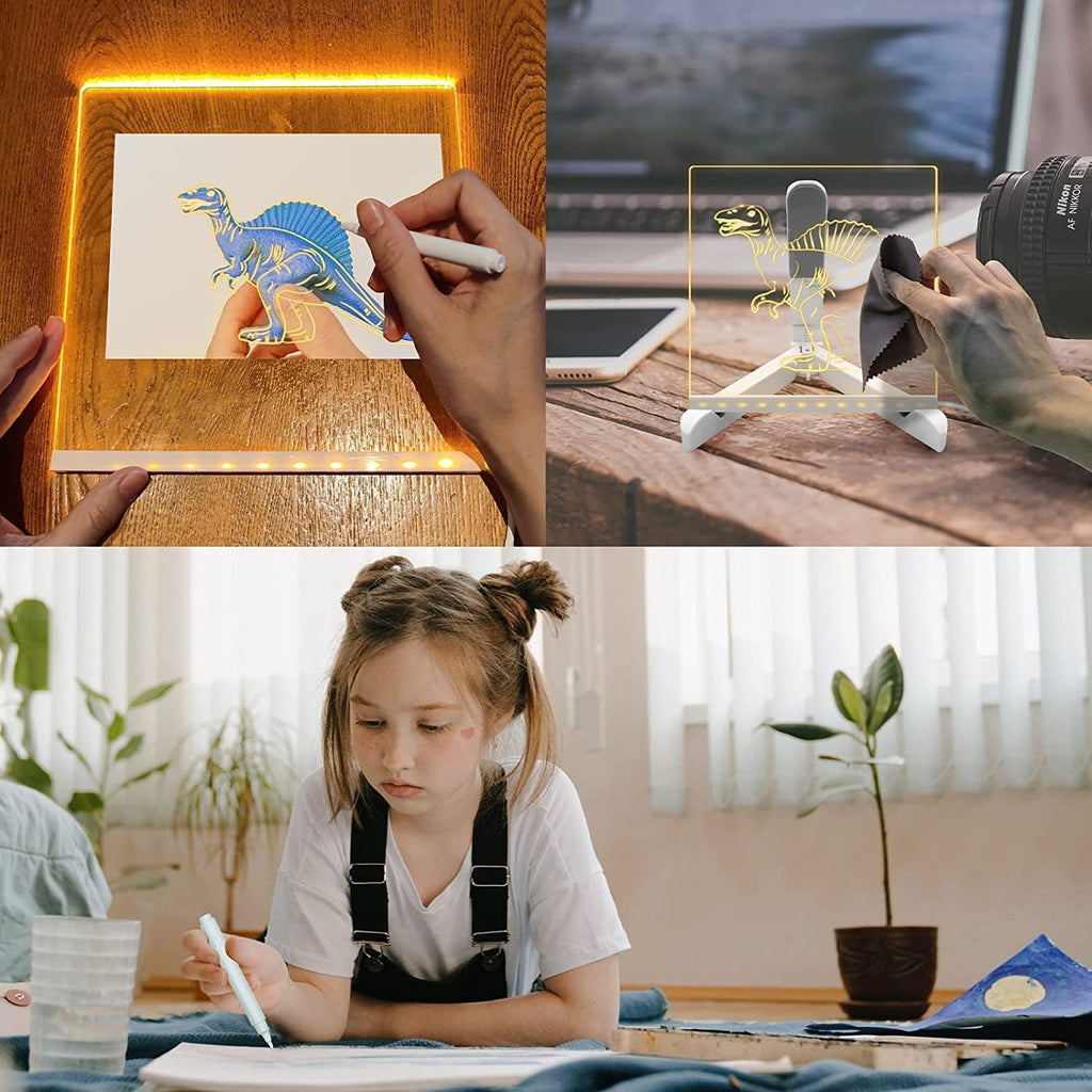 3D LED Light Glass  christmas Acrylic Writing Pad