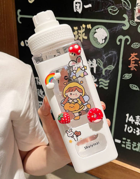Kawaii Water Bottle with Lid and Straw (700 ml ) - BUYSQUARE