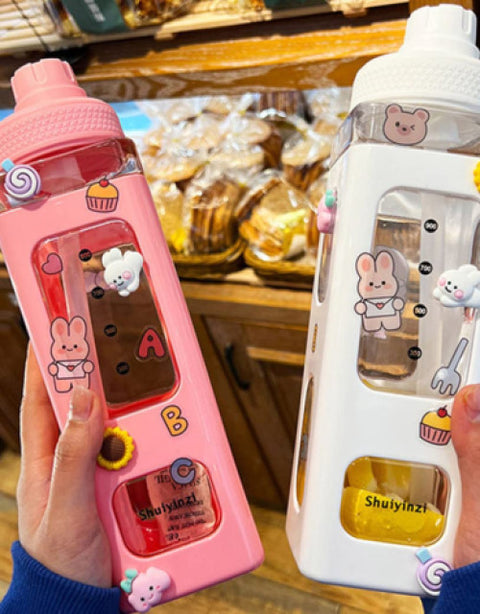 Kawaii Water Bottle with Lid and Straw (700 ml ) - BUYSQUARE