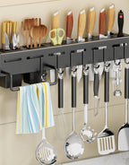 Kitchen Shelf Stainless Steel Floating Shelves Wall Mount Knife Holder - BUYSQUARE